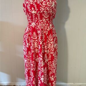 Coral and White Patterned Women's Dress